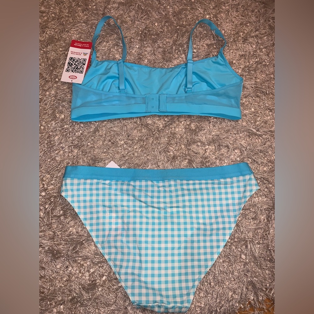 3 for $30 β‘οΈ Blue Checkered Women's Bra & Undies matching set - size L NWT - Picture 12 of 16